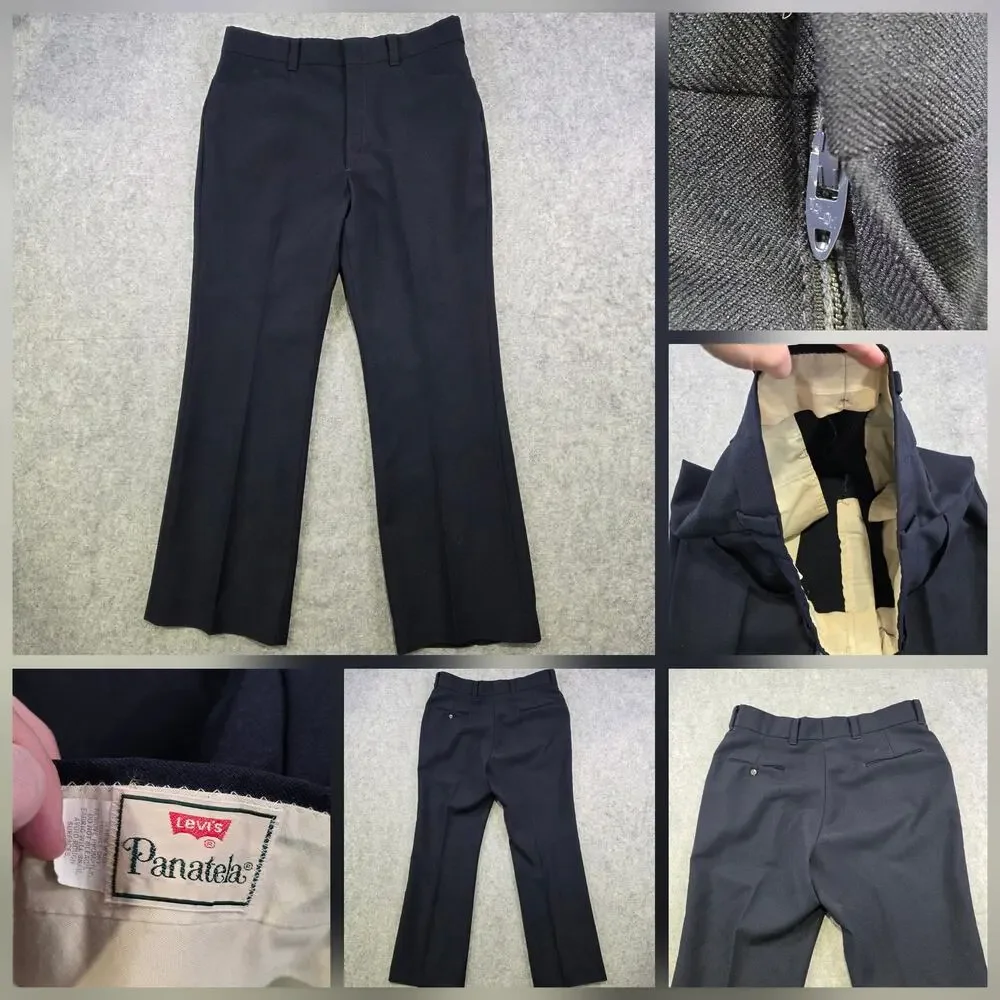 Vintage 70s Levis Panatela Pants Mens 34x30‎ Blue Dress Flat Front Straight Leg